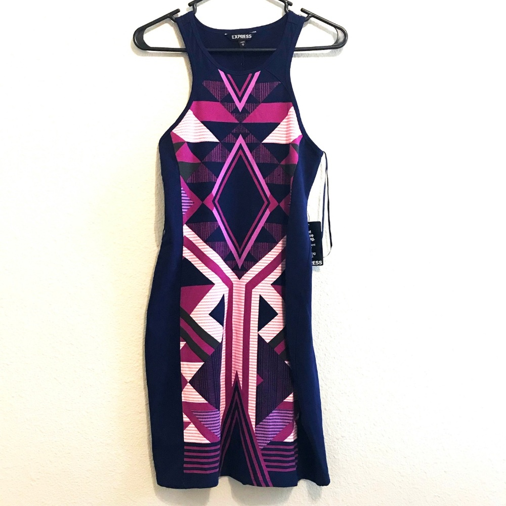 NWT Express Tribal Navy Blue Dress